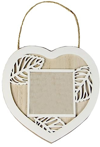 RORPOIR Vintage Holz Bilderrahmen Herzförmig Aus Holz Dreidimensionale Wanddekoration Für Wohnzimmer Schlafzimmer Mit Geschnitztem Blattmotiv