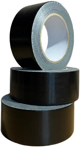 Black Heavy Duty Duct Tape Extra Long - 3 Rolls (48mm x 60m) | Waterproof Gaffer for Carpet With Strong Adhesive