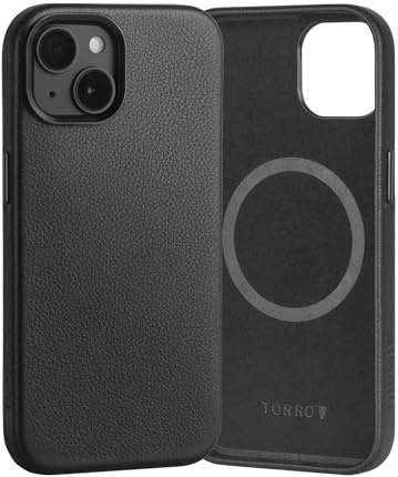 TORRO Case Compatible with iPhone 15 - Premium Leather MagSafe Compatible, Slim Bumper Case (Black)