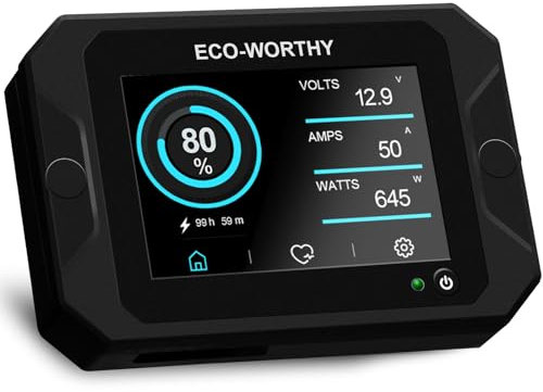 ECO-WORTHY 300A Battery Monitor with Hall Sensor,9-80V Battery Montior for Li-ion/LiFePO4/AGM/Gel Battery in Solar System/Cart/RV