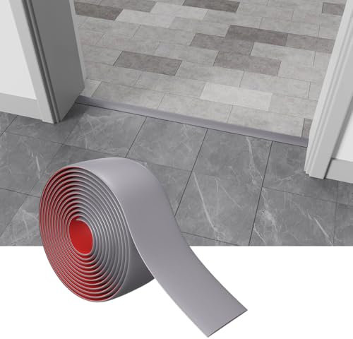 Perfil de transición engrosado, tira de separación autoadhesiva para unir huecos en el suelo, transición de umbral de alfombra, suelo de baldosas (gris-1 m)