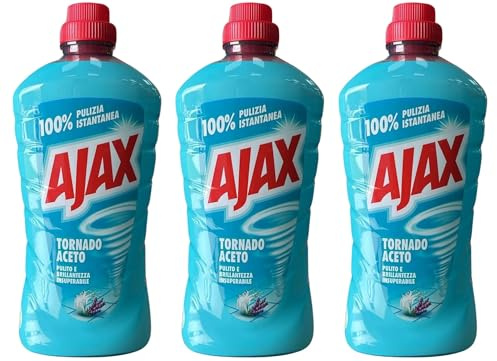 Detergente Multiuso per Ajax Tornado, 1L, Profumazioni Marsiglia, Aceto e Limone, Confezioni da 1, 3 o 6 Flaconi (3, Aceto)