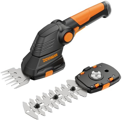 DOVAMAN GS01A Forbice Tagliaerba a Batteria 2-in-1, 3,6V con 2 Lame (90 mm / 130 mm), Impugnatura Regolabile, Ricarica USB in 100 Minuti, per Rifilare Bordi del Prato