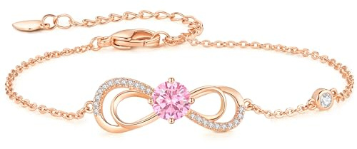 CDE Infinity Armband Damen Herz Geburtsstein Armkette Kristallen Armkette | Geschenke Schmuck für Muttertag Valentinstag Weihnachtsgeschenke Geburtstag Geschenke für Frauen Freundin Mama