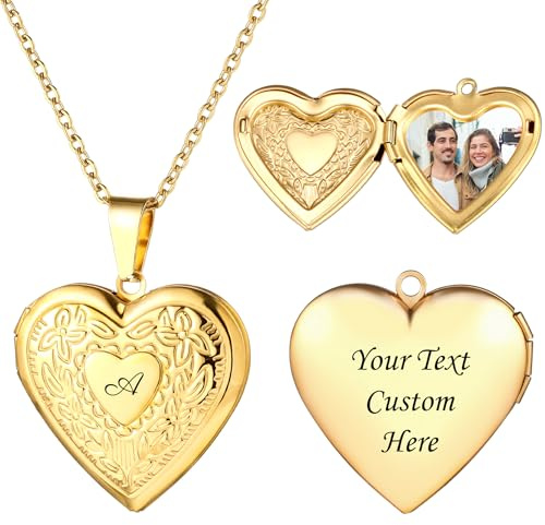 OTXIXTO Personalisierte Herzkette mit Bild für Damen Personalisierte Herz-Medaillon-Halsketten aus Edelstahl Individuelle Fotogeschenke zum Muttertag Geburtstag