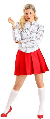 Women's Heather Chandler Costume Set with Red Jacket Skirt and Shirt Front with Brooch for Halloween, Multicolor, Large