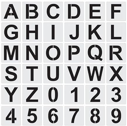 Stencil a forma di lettera 36 pezzi per dipingere su parete in legno tela carta pavimento bambini lettere stencil numeri modelli riutilizzabili vintage apprendimento modello educativo