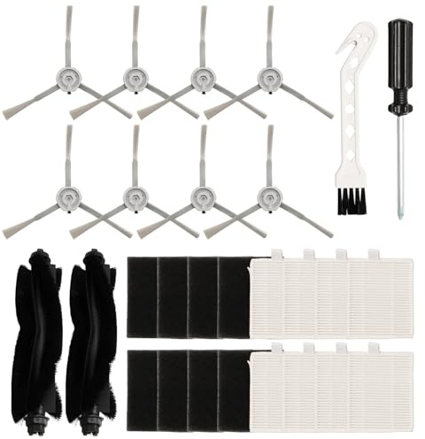 Ollanoos 20Pcs Accessories Kit Replacement for Eufy L60/ L60 SES/ L50/ L50 SES Robot Vacuum Cleaner, 2 Roller Brush 8 Side Brush 8 Filters with Sponge 1 Clean Brush Screw Driver