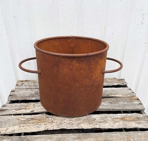 STEINFIGURENWELT GIEBEN Edelrost Kochtopf zum Bepflanzen 20x34cm Rost Pflanztopf Blumentopf Windlicht Edelrost Gartendeko (Topf hoch)