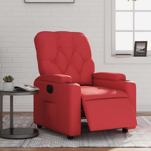 IBUQDDV Armlehnensessel Lesesessel Fernsehsessel Loungesitz Relaxsessel Elektrisch Rot Kunstleder für Bistro Küche Innen Außenbereich