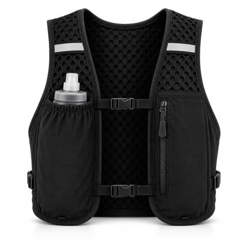 Carlu's Laufweste Herren & Damen mit GRATIS 500ml Softflasche – Verstellbare Trinkweste & Laufrucksack mit Reflektoren, Handyfach & Rückentasche – ideal für Joggen, Trailrunning, Radfahren & Wandern
