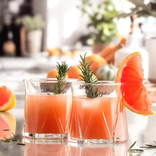 LAV 300ml Zoey Verres à Whisky - 6x Verre Taillé Whiskey Rum Vodka Gin Scotch Ice Old Fashioned Cocktail Boire Gobelet Coffret Cadeau