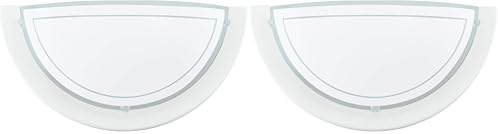EGLO Wandlampe Planet 1, Wandleuchte halbrund, Wandbeleuchtung für Innen aus Metall und Glas, Wohnzimmerlampe in Weiß, Flurlampe mit E27 Fassung (Packung mit 2)