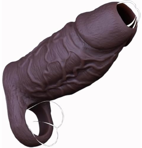 Guaina Pene Sextoysys Uomo Donna Coppia, Guaina Fallica Realistica Allungamento del Pene Maschile, Anello per Pene da Uomo, Sex Toys Sessuali per Uomini Donna Giochi Erotiici per Coppie (Nero)