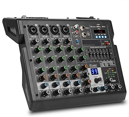 Mezclador de DJ, Mezclador de 4 canales B4 Mesa sonido Consola mezclas DJ profesional Incorporada 99 Efectos digitales DSP 48V Phantom Power(B6)