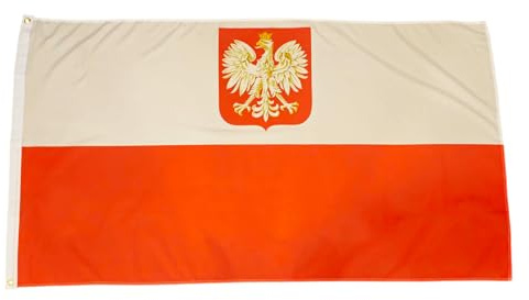 Fahne Flagge Polen mit Wappen - 90 x 150 cm