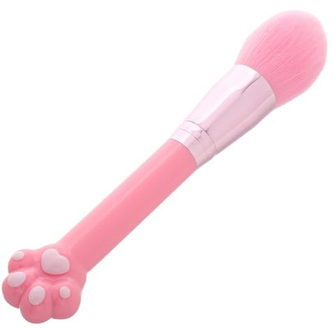MAGICLULU Fluffy Pink Cat Paw Makeup Brush Large Powder Blush Foundation Brush with Long Handle Professional Cosmetic Tool for Travel and Detailed Face Blending