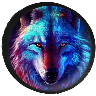 Reifenschutzhülle Waschbar Reifentasche Galaxy Wolf Pink Und Blau Wetterfest Autorädertaschen Für Fahrzeuge Truck Caravan 16 inch