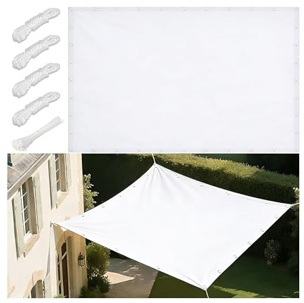 Vela Ombreggiante Impermeabile Tenda da Sole per Esterno Vele Ombreggianti Rettangolare Telo Parasole con Fune Occhiellato Protezione UV Tenda Vela per Giardino Balcone Terrazza 2x3M Bianco