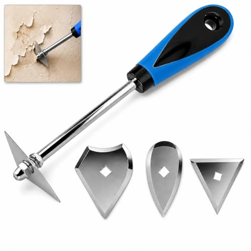 Paint Scraper, Paint Scraper Tool, Paint Stripper Tool & Shave Hook Scraper, 3-in-1 Stainless Steel Paint Remover Tool Set with 3 Replaceable Heads for Wood, Rust, Varnish & Decorating