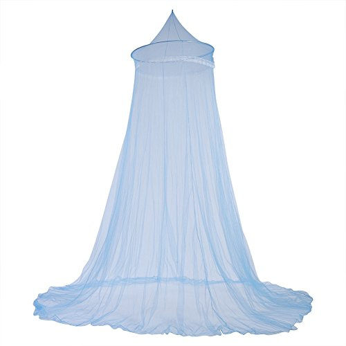 Fdit - Mosquitero elegante para cama, mosquitero de malla con decoración de encaje, dosel de princesa para cama, para cuarto de niñas (color azul)