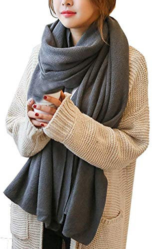 Cheerlife Damen Strickschal Lang XXL Warme Grobstrick Schal Oversize Herbst Winter 220cm x 60cm (Dunkelgrau)