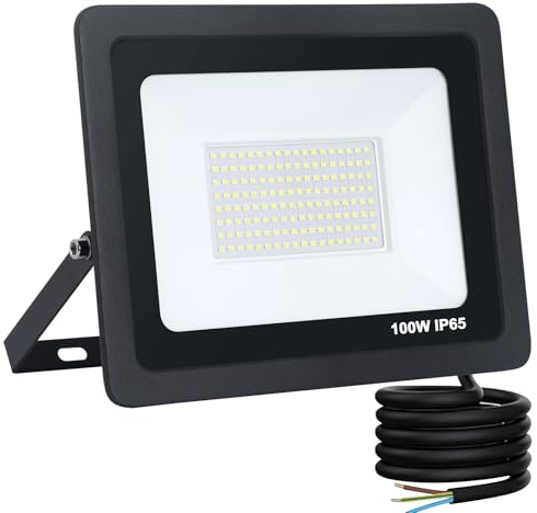 Mille Lucciole 100W LED Strahler Außen,10000LM Superhell Außenstrahler IP65 Wasserdicht Fluter 6500K Kaltweiß Scheinwerfer,LED Strahler für Hinterhof,Garage,Flur,Garten,Keine Bewegungsmelder【Schwarz】