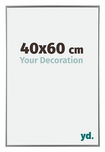 Your Decoration - Bilderrahmen 40x60 cm - Silber Hochglanz - Bilderrahmen aus Kunststoff mit Acrylglas - Antireflex - 40x60 Rahmen - Evry