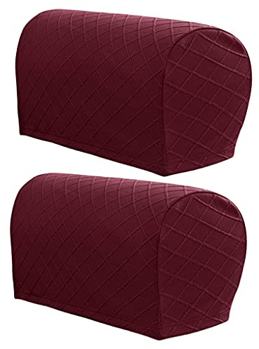 LOVIVER 2 Set Sofa Armlehnenbezüge, Armlehnenpolster für Stuhl Sofa Sessel Couch，Verstellbar Stretch Armlehnenschoner - Wein
