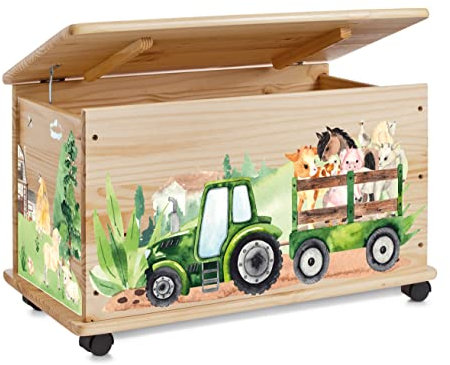 Farbklecks-Collection Spielzeugkiste Bauernhof - Spielzeugkiste Holzkiste Kinderzimmer Deko personalisierbar