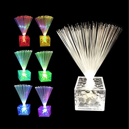 20 Stück Glasfaser-Lichter, Farbwechsel, Glasfaser, Kristall-gefüllt, Sockel-Lampe, 7 Farben, LED-Schlafzimmer-Dekoration, Stimmung, Nachtlicht, leuchtende Party-Dekorationen