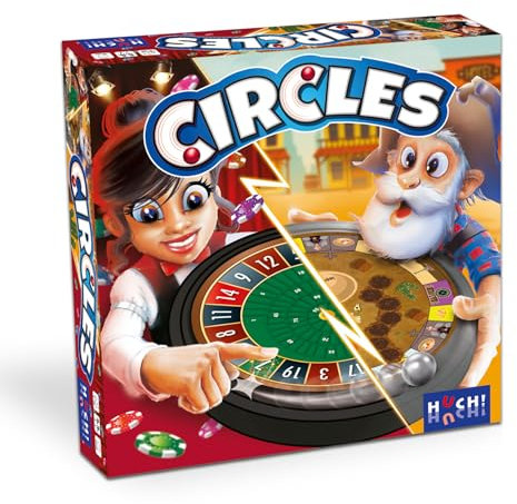 HUCH! | Circles | Alles dreht Sich im Kreis! | tolles Familienspiel | Zwei Spiele in einem | Geschicklichkeit ist gefragt: Zielt genau! | Cooler Mechanismus | Für 2-5 Spieler ab 7 Jahren