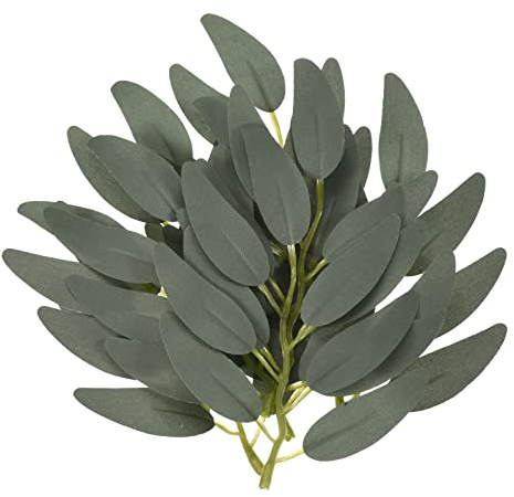 PATIKIL Foglie di salice artificiale da 15 cm, 40 pezzi, ghirlanda di salice artificiale, steli in finta seta, per bouquet da sposa, ghirlande, decorazioni, verde scuro