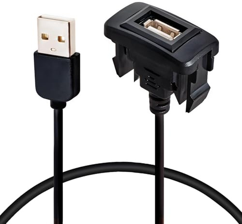 Anina USB Port Car Charger for Toyota, Male to Female USB Power Socket Adapter, Panel Flush Mount Extension Cable for Camry RAV4 Corolla Highlander, Square Vehicle Dash Port for IOS Android (34*23mm)