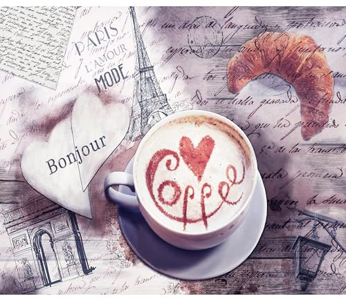 murando - Fototapete Premium-Vlies Küche Kaffee 500x350cm - Foto Tapete Wohnzimmer Moderne Vliestapete XXL Wandtapete Motivtapeten Bildtapete 3d Effekt Wand Dekoration Flur Vintage Paris Holzoptik