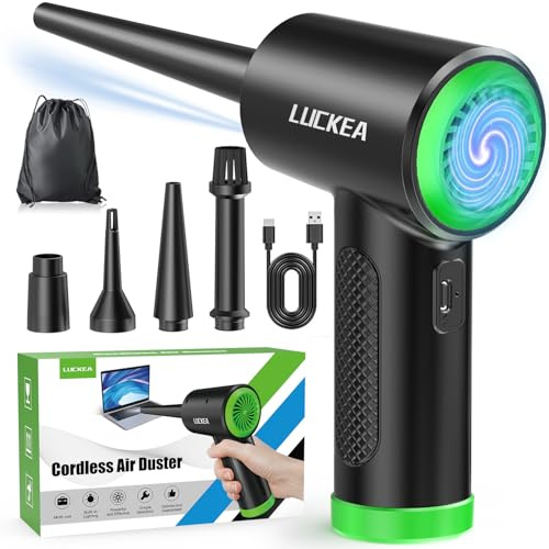 Electric Compressed Air Duster Cleaner for PC - 3-Gear Adjustable Mini Blower with LED Light for Laptop, Keyboard, Electronics, Home Cleaning, Alternative to Canned Air Duster