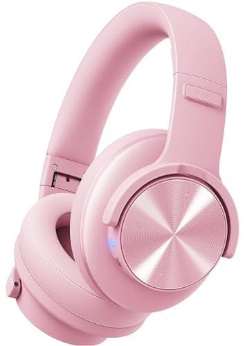 Picun B8 Headphones Wireless Bluetooth, 120H Bluetooth Headphone Over Ear with 3EQ Music Modes, Hands-Free Calls, Deep Bass Headphones for Travel Home Office Cellphone PC (Pink)