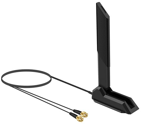 External WiFi 6 6E Tri-Band Antenna 6GHz 5.8GHz 2.4GHz Magnetic Base Antenna with RP-SMA Connector for PC Desktop Computer Asus Rog Strix Gigabyte Aorus Gaming WiFi Motherboard Card, Slinkdsco