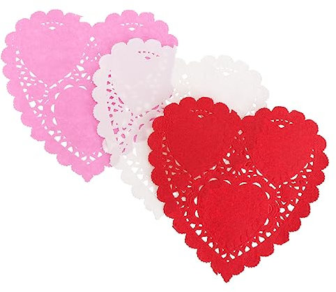 PRETYZOOM 300blätter Mini Herz-tortenspitzen Dekorative Papieruntersetzer Für Kuchen Tassen Und Teller Lebensmittelechte Papierspitzen Für Hochzeiten Und Valentinstag