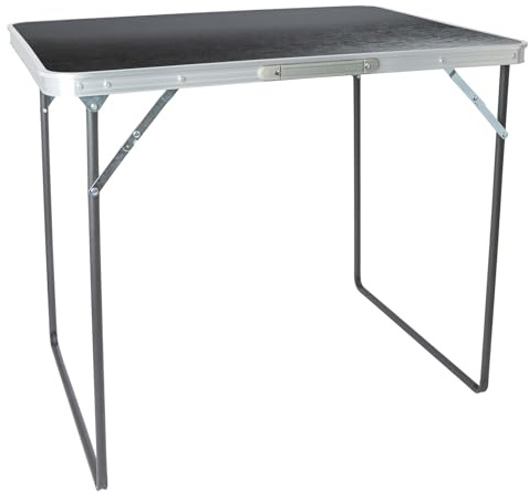Harbour Housewares Folding Table - 80cm x 60cm - Black - Small Metal Trestle Tables Foldable Portable Side Table for Indoor, Outdoor, Garden, BBQ, Pinic, Dining, Camping
