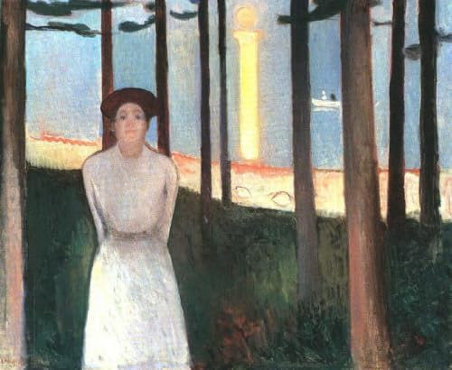 Toperfect 7 Gemälde „Die Stimme“ 1893 Edvard Munch Ölkunst auf Leinwand, Berühmte Kunstwerke, Größe 04, €50-2000 Handgemalt von Lehrern der Kunstakademien