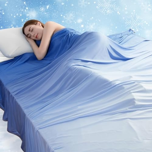 LUXEAR Cooling Blanket Twin, Arc-Chill Q-Max >0.5 for Hot Sleepers, Absorbs Heat to Keep Body Cool for Night Sweats, Lightweight Summer Cool Blankets for Sleeping, Gifts for Women & Men,Gradient Blue