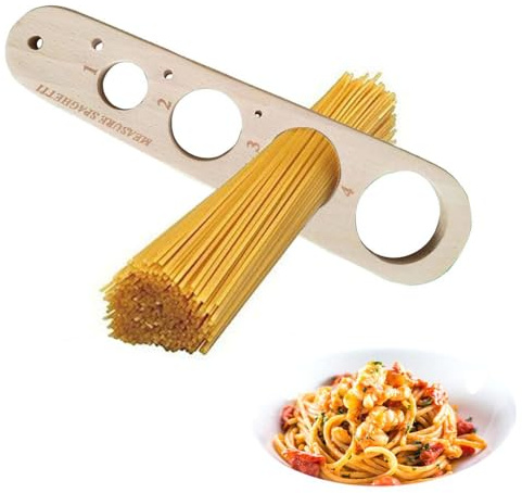 Beech wood Spaghetti Measurer Tool Quick Pasta Measuring Tool,Wood Herb Stripper for Kitchen Cooking Tool (With Stripper Holes)
