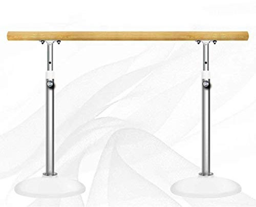 Ballettstange, Mobile Tanzstange, verstellbare Fitnessstange, freistehende Stretchingstange für den Haushalt für Erwachsene und Kinder, zusammenklappbar (Farbe: Pink) (Weiß) (Metallic)