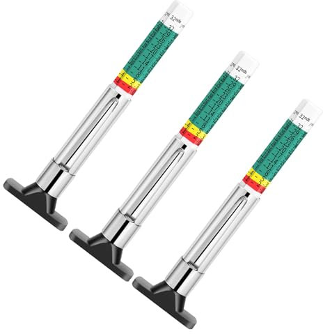 3Pcs Color Coded Tyre Tread Depth Gauge - Accurate, Portable, Waterproof Measuring Tool 25MM/32nds - UK