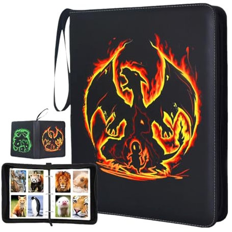 Sammelkartenalbum, 400 Kartentaschen, 50 Seiten, Wasserdichtes PU-Material, Tragbar, Schwarz (schwarz)