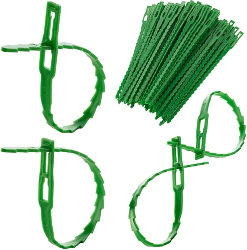 Boltza® Reusable Garden Plant Ties 17cm Green Cable Ties for Tomato Plants, Climbing Plants, Vines & Greenhouse Support Weather Resistant Flexible Plant Training Ties Pack of 100