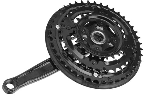 Langlebige Fahrradkurbelgarnitur und Kurbel, Gute Verarbeitung, Geeignet für Rennräder, Einfach zu Bedienen – Kohlenstoffstahl – Schwarz – 24–34–42 Zähne für Radsportbegeisterte