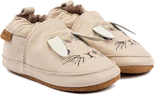 Mikk-line Scarpine per gattonare per bambini – Morbide scarpine primi passi in pelle con suola in camoscio antiscivolo – Pantofole stampate con motivo animali e fodera in lino per bambini e bambine