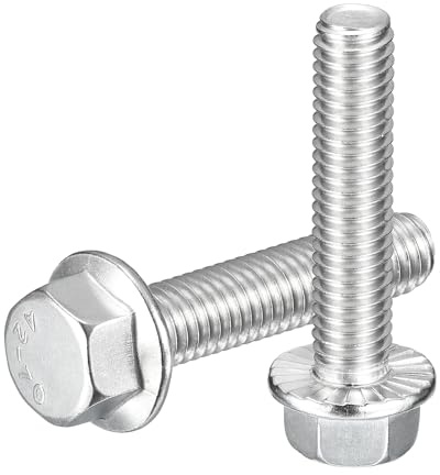 QUARKZMAN 25pz 3/8-16 x 1-3/4 Bulloni Testa Esagonale Flangiati Viti Esagonali Flangiate in Acciaio Inossidabile 304 Viti di Guida Esagonali Flangiate Grado 5.8 per Elettrodomestici Argento